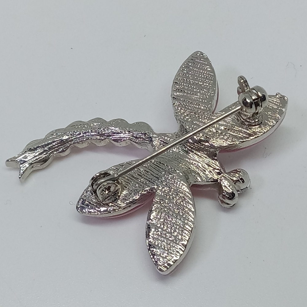* pink cats eye glass dragonfly pin brooch - Picture 3 of 4